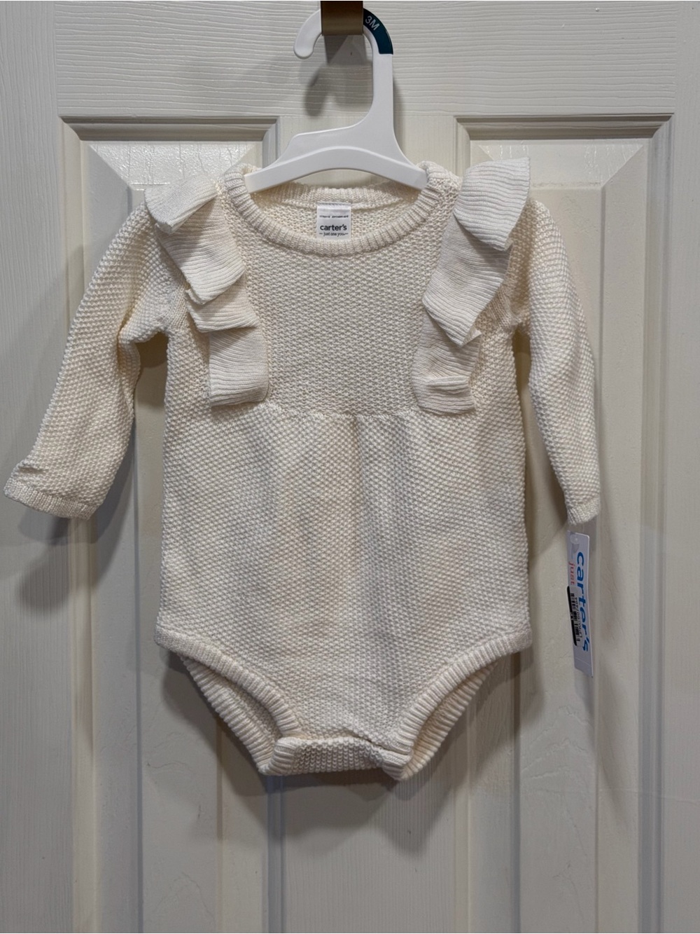 Carter's Cream Knit Ruffle Long-Sleeve Bodysuit